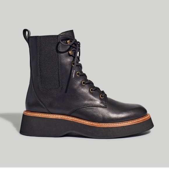 Madewell Lace-Up Chelsea Boot in True Black size 7 - Picture 3 of 4